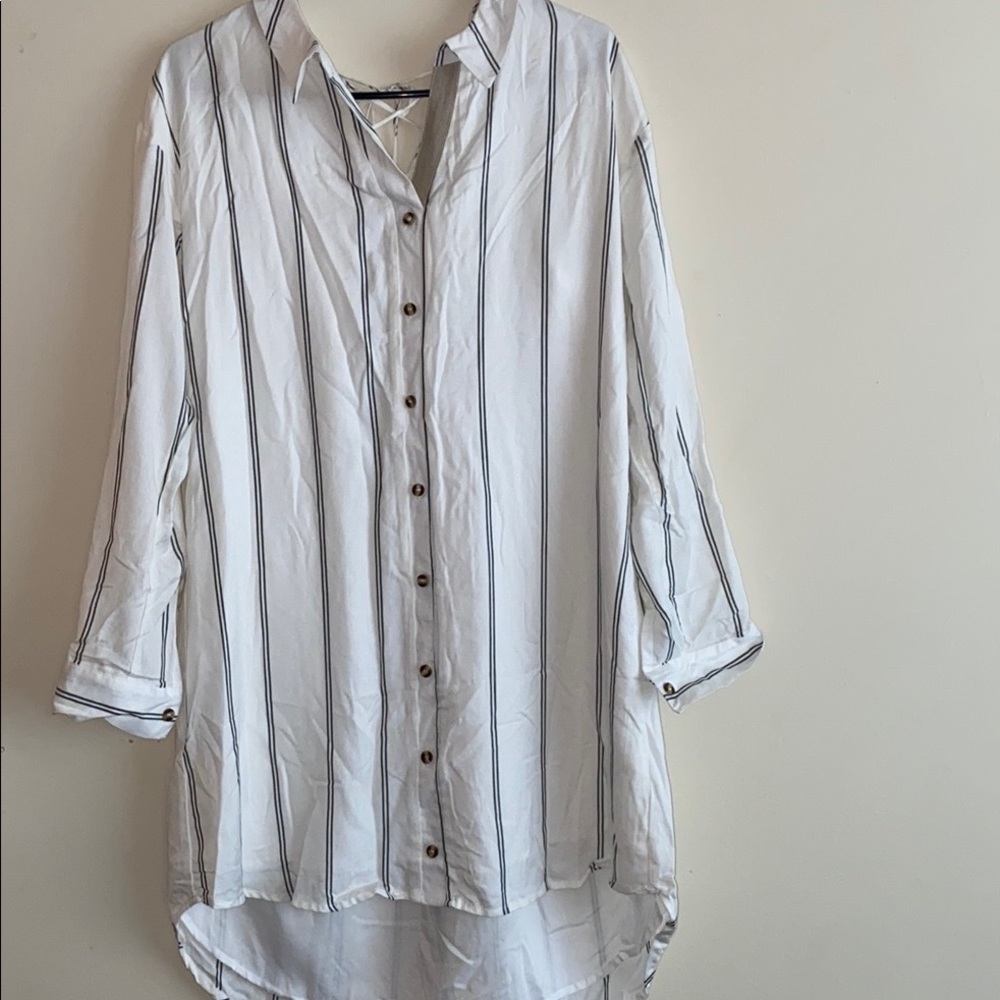 Ethereal White And Black Stripped Shirt Size small